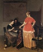 Jacob Ochtervelt Music lesson, oil